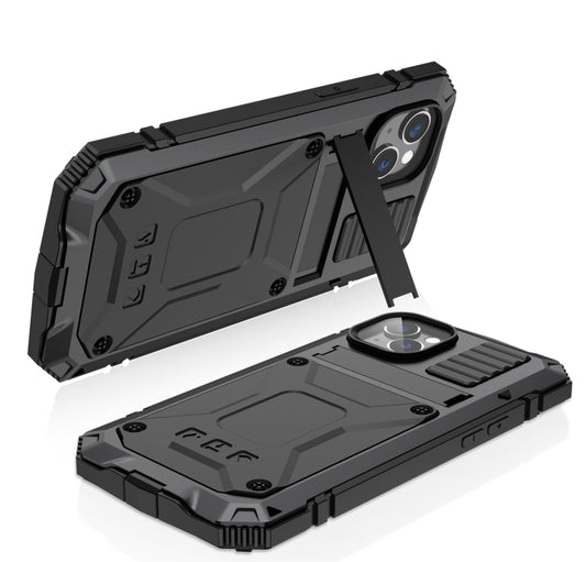 For iPhone 14 Plus R-JUST Shockproof Waterproof Dust-proof Case with Holder (Black) by R-JUST