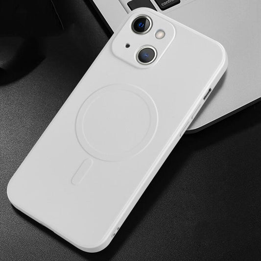 For iPhone 14 Liquid Silicone Full Coverage Magsafe Phone Case (White) by buy2fix