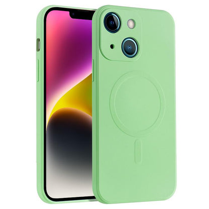 For iPhone 14 Plus Liquid Silicone Full Coverage Magsafe Phone Case (Green) by buy2fix