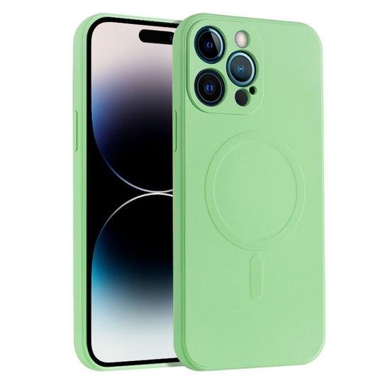 For iPhone 14 Pro Max Liquid Silicone Full Coverage Magsafe Phone Case (Green)