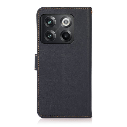 For OnePlus 10T/Ace Pro KHAZNEH Custer Texture RFID Genuine Leather Phone Case(Blue) - OnePlus Cases by buy2fix | Online Shopping UK | buy2fix