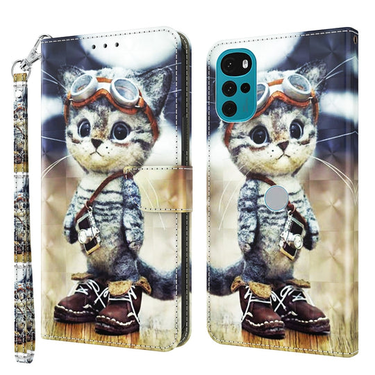 For Motorola Moto G22 3D Painted Leather Phone Case(Naughty Cat)