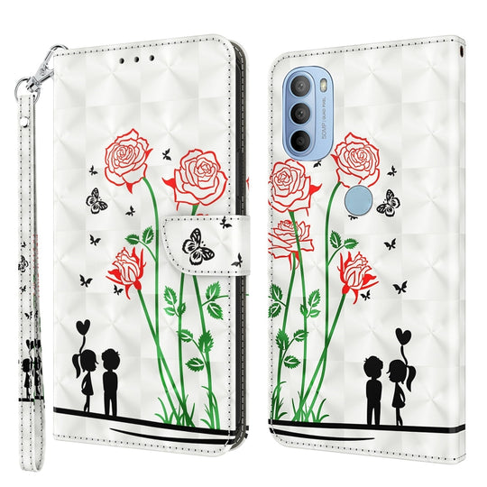 For Motorola Moto G41 / G31 3D Painted Leather Phone Case(Couple Rose)