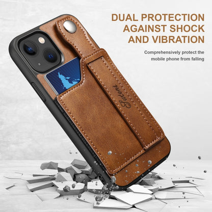 For iPhone 13 Suteni 215 Wrist Strap PU Phone Case(Brown) - iPhone 13 Cases by Suteni | Online Shopping UK | buy2fix