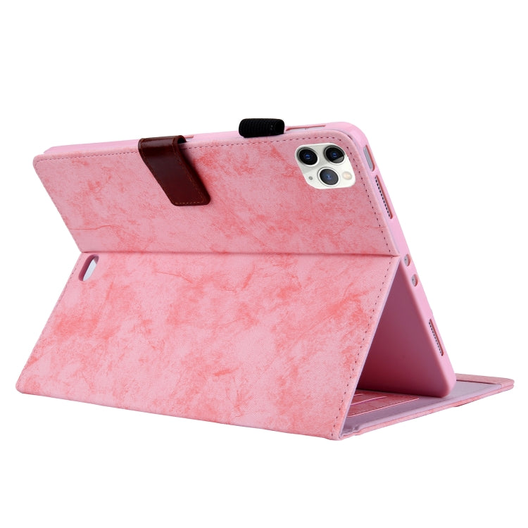 For iPad Pro 11 (2020) & (2018) Marble Style Cloth Texture Tablet PC Protective Leather Case with Bracket & Card Slot & Photo Holder(Pink) - iPad Pro 11 (2018) Cases by buy2fix | Online Shopping UK | buy2fix