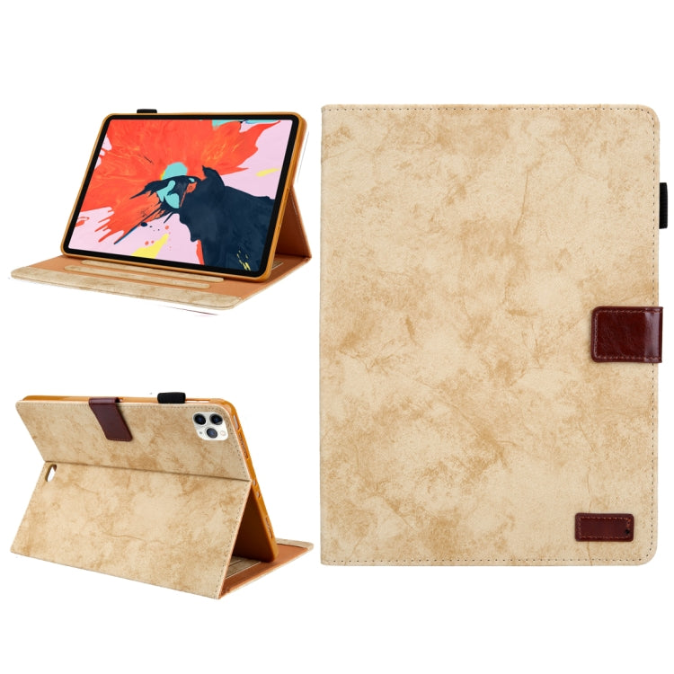 For iPad Pro 11 (2020) & (2018) Marble Style Cloth Texture Tablet PC Protective Leather Case with Bracket & Card Slot & Photo Holder(Yellow) - iPad Pro 11 (2018) Cases by buy2fix | Online Shopping UK | buy2fix