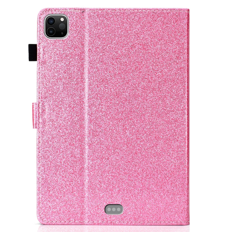 For iPad Pro 11 inch 2020 Glitter Left and Right Flat Leather Tablet Case with Sleep Function & Card Slot & Buckle Anti-skid Strip and Bracket(Pink) - iPad Pro 11 (2020) Cases by buy2fix | Online Shopping UK | buy2fix