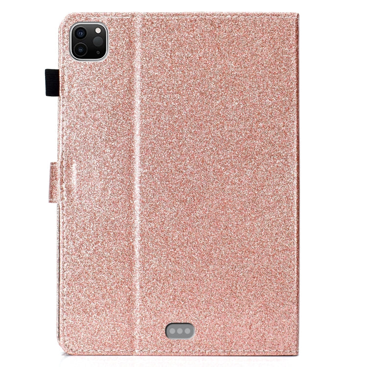 For iPad Pro 11 inch 2020 Glitter Left and Right Flat Leather Tablet Case with Sleep Function & Card Slot & Buckle Anti-skid Strip and Bracket(Rose Gold) - iPad Pro 11 (2020) Cases by buy2fix | Online Shopping UK | buy2fix