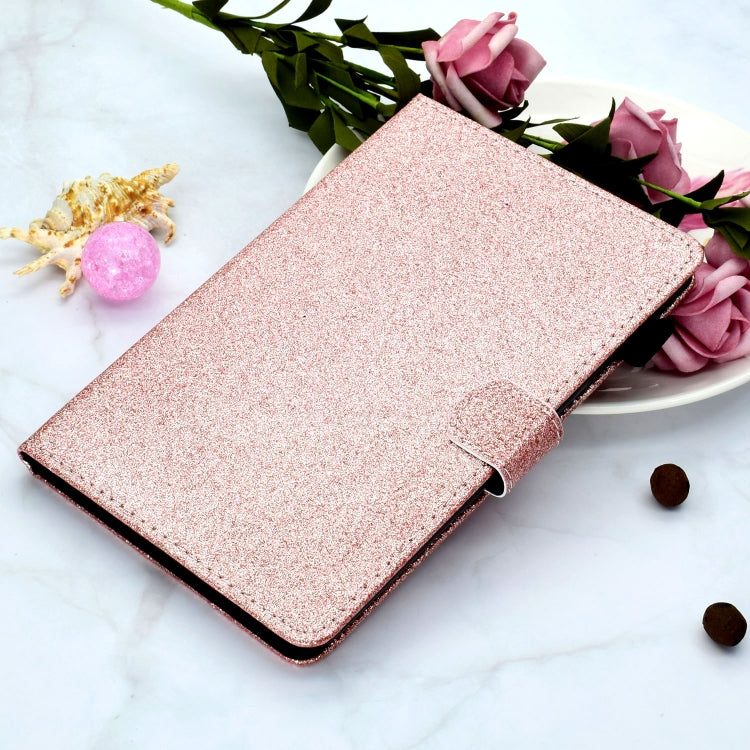 For iPad Pro 11 inch 2020 Glitter Left and Right Flat Leather Tablet Case with Sleep Function & Card Slot & Buckle Anti-skid Strip and Bracket(Rose Gold) - iPad Pro 11 (2020) Cases by buy2fix | Online Shopping UK | buy2fix