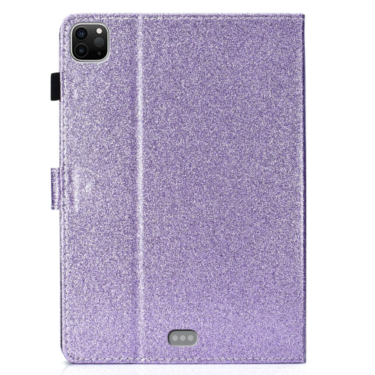 For iPad Pro 11 inch 2020 Glitter Left and Right Flat Leather Tablet Case with Sleep Function & Card Slot & Buckle Anti-skid Strip and Bracket(Purple) - iPad Pro 11 (2020) Cases by buy2fix | Online Shopping UK | buy2fix