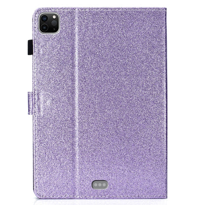 For iPad Pro 11 inch 2020 Glitter Left and Right Flat Leather Tablet Case with Sleep Function & Card Slot & Buckle Anti-skid Strip and Bracket(Purple) - iPad Pro 11 (2020) Cases by buy2fix | Online Shopping UK | buy2fix
