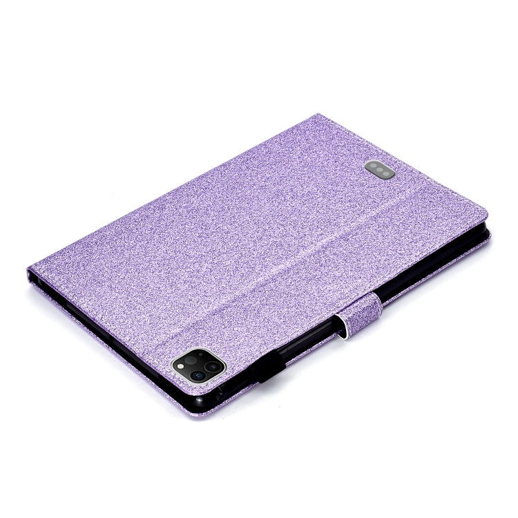 For iPad Pro 11 inch 2020 Glitter Left and Right Flat Leather Tablet Case with Sleep Function & Card Slot & Buckle Anti-skid Strip and Bracket(Purple) - iPad Pro 11 (2020) Cases by buy2fix | Online Shopping UK | buy2fix