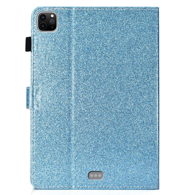 For iPad Pro 11 inch 2020 Glitter Left and Right Flat Leather Tablet Case with Sleep Function & Card Slot & Buckle Anti-skid Strip and Bracket(Blue) - iPad Pro 11 (2020) Cases by buy2fix | Online Shopping UK | buy2fix