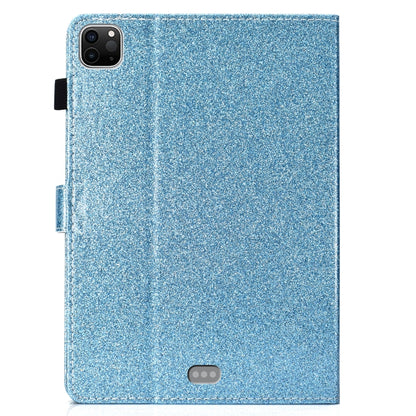 For iPad Pro 11 inch 2020 Glitter Left and Right Flat Leather Tablet Case with Sleep Function & Card Slot & Buckle Anti-skid Strip and Bracket(Blue) - iPad Pro 11 (2020) Cases by buy2fix | Online Shopping UK | buy2fix