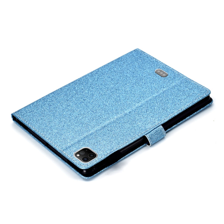 For iPad Pro 11 inch 2020 Glitter Left and Right Flat Leather Tablet Case with Sleep Function & Card Slot & Buckle Anti-skid Strip and Bracket(Blue) - iPad Pro 11 (2020) Cases by buy2fix | Online Shopping UK | buy2fix