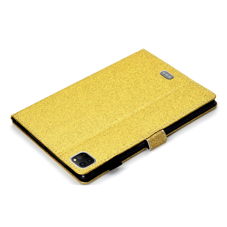 For iPad Pro 11 inch 2020 Glitter Left and Right Flat Leather Tablet Case with Sleep Function & Card Slot & Buckle Anti-skid Strip and Bracket(Golden) - iPad Pro 11 (2020) Cases by buy2fix | Online Shopping UK | buy2fix