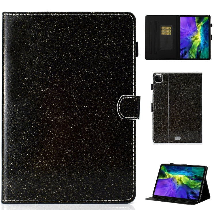 For iPad Pro 11 inch 2020 Glitter Left and Right Flat Leather Tablet Case with Sleep Function & Card Slot & Buckle Anti-skid Strip and Bracket(Black) - iPad Pro 11 (2020) Cases by buy2fix | Online Shopping UK | buy2fix