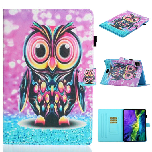 For iPad Pro 11 inch 2020 Painted Left and Right Flat Leather Tablet Case with Sleep Function & Card Slot & Buckle Anti-skid Strip and Bracket(Owl) - iPad Pro 11 (2020) Cases by buy2fix | Online Shopping UK | buy2fix