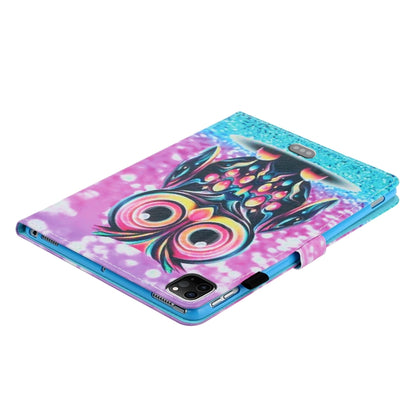 For iPad Pro 11 inch 2020 Painted Left and Right Flat Leather Tablet Case with Sleep Function & Card Slot & Buckle Anti-skid Strip and Bracket(Owl) - iPad Pro 11 (2020) Cases by buy2fix | Online Shopping UK | buy2fix