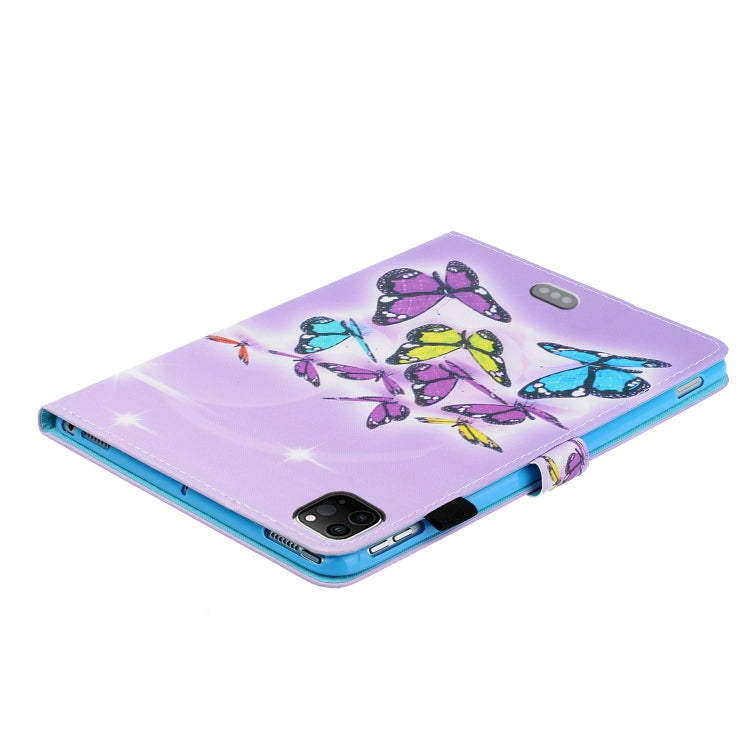 For iPad Pro 11 inch 2020 Painted Left and Right Flat Leather Tablet Case with Sleep Function & Card Slot & Buckle Anti-skid Strip and Bracket(Butterfly) - iPad Pro 11 (2020) Cases by buy2fix | Online Shopping UK | buy2fix
