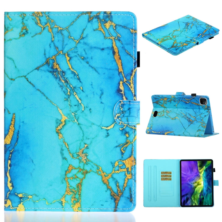 For iPad Pro 11 inch 2020 Painted Left and Right Flat Leather Tablet Case with Sleep Function & Card Slot & Buckle Anti-skid Strip and Bracket(Gold Plated Marble) - iPad Pro 11 (2020) Cases by buy2fix | Online Shopping UK | buy2fix