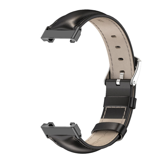 For Xiaomi Mi Band 7 Pro Mijobs Genuine Leather Top Layer Cowhide Watch Band(Black) by MIJOBS
