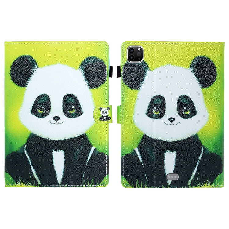 For iPad Pro 11 inch 2020 Painted Left and Right Flat Leather Tablet Case with Sleep Function & Card Slot & Buckle Anti-skid Strip and Bracket(Panda) - iPad Pro 11 (2020) Cases by buy2fix | Online Shopping UK | buy2fix