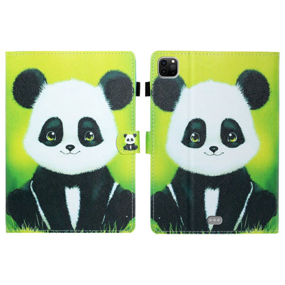 For iPad Pro 11 inch 2020 Painted Left and Right Flat Leather Tablet Case with Sleep Function & Card Slot & Buckle Anti-skid Strip and Bracket(Panda) - iPad Pro 11 (2020) Cases by buy2fix | Online Shopping UK | buy2fix