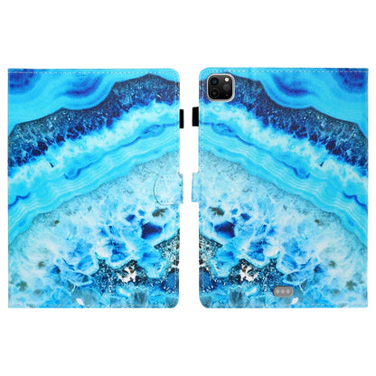 For iPad Pro 11 inch 2020 Painted Left and Right Flat Leather Tablet Case with Sleep Function & Card Slot & Buckle Anti-skid Strip and Bracket(Blue Marble) - iPad Pro 11 (2020) Cases by buy2fix | Online Shopping UK | buy2fix