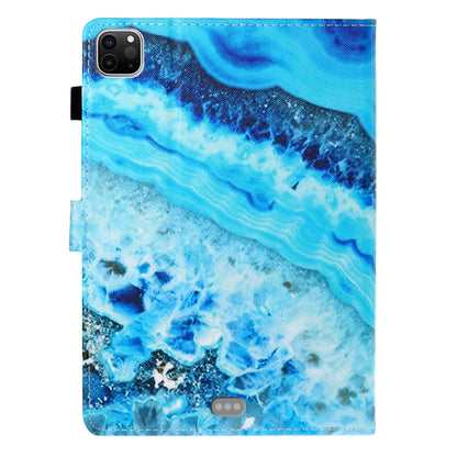For iPad Pro 11 inch 2020 Painted Left and Right Flat Leather Tablet Case with Sleep Function & Card Slot & Buckle Anti-skid Strip and Bracket(Blue Marble) - iPad Pro 11 (2020) Cases by buy2fix | Online Shopping UK | buy2fix