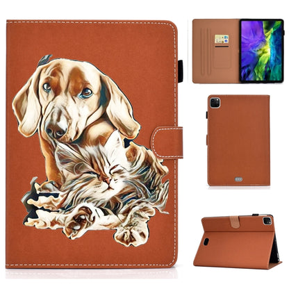 For iPad Pro 11 inch 2020 Sewing Thread Left and Right Painted Plate with Sleep Function & Pen Cover & Anti-skid strip & Bracket(Dog) - iPad Pro 11 (2020) Cases by buy2fix | Online Shopping UK | buy2fix
