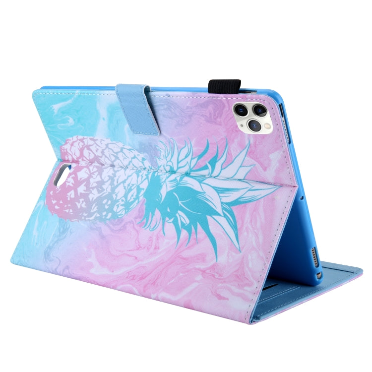 For iPad Pro 11 (2020) & (2018) Painted Pattern Tablet PC Protective Leather Case with Bracket & Card Slot & Photo Holder(Blue Pink Pineapple) - iPad Pro 11 (2018) Cases by buy2fix | Online Shopping UK | buy2fix