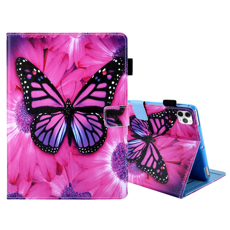 For iPad Pro 11 (2020) & (2018) Painted Pattern Tablet PC Protective Leather Case with Bracket & Card Slot & Photo Holder(Red Flower Pink Butterfly) - iPad Pro 11 (2018) Cases by buy2fix | Online Shopping UK | buy2fix