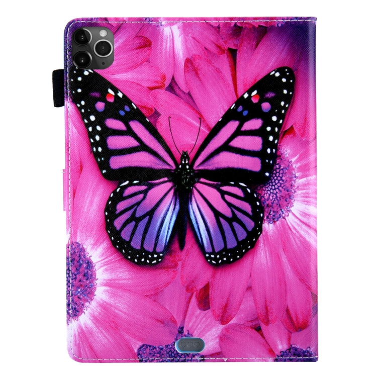 For iPad Pro 11 (2020) & (2018) Painted Pattern Tablet PC Protective Leather Case with Bracket & Card Slot & Photo Holder(Red Flower Pink Butterfly) - iPad Pro 11 (2018) Cases by buy2fix | Online Shopping UK | buy2fix