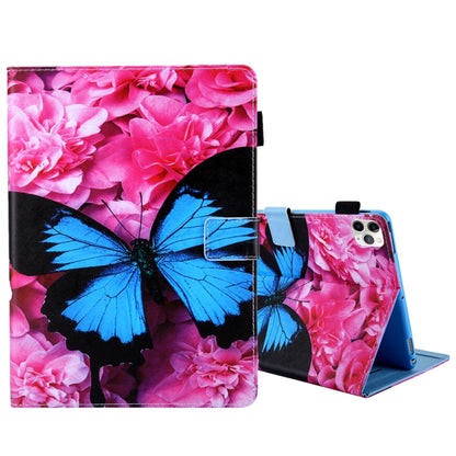For iPad Pro 11 (2020) & (2018) Painted Pattern Tablet PC Protective Leather Case with Bracket & Card Slot & Photo Holder(Red Flower Blue Butterfly) - iPad Pro 11 (2018) Cases by buy2fix | Online Shopping UK | buy2fix