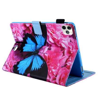 For iPad Pro 11 (2020) & (2018) Painted Pattern Tablet PC Protective Leather Case with Bracket & Card Slot & Photo Holder(Red Flower Blue Butterfly) - iPad Pro 11 (2018) Cases by buy2fix | Online Shopping UK | buy2fix