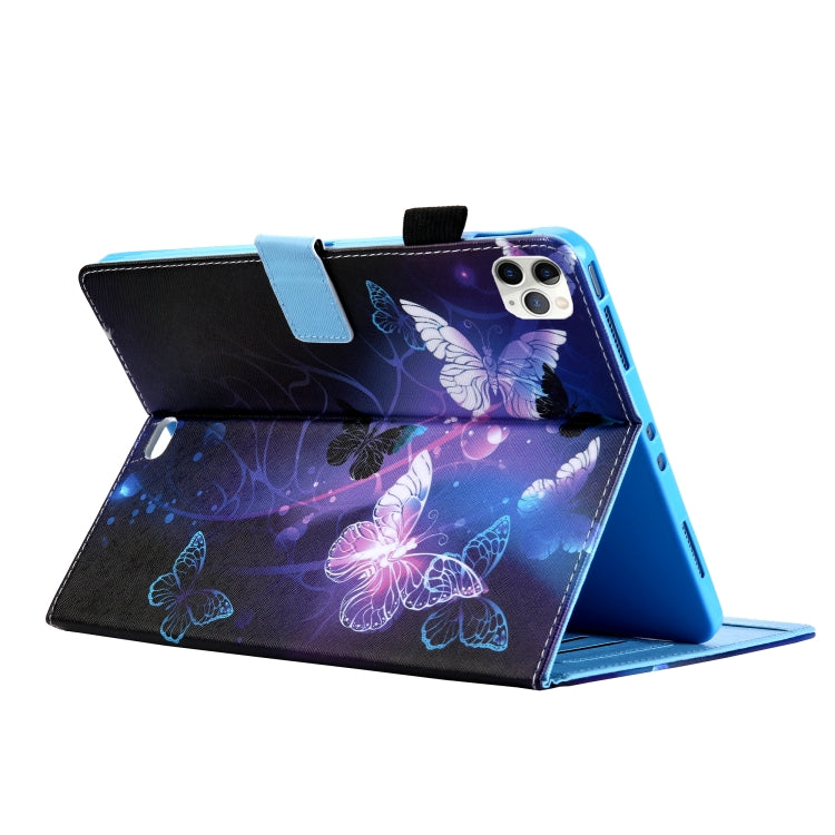 For iPad Pro 11 (2020) & (2018) Painted Pattern Tablet PC Protective Leather Case with Bracket & Card Slot & Photo Holder(Purple Butterfly) - iPad Pro 11 (2018) Cases by buy2fix | Online Shopping UK | buy2fix