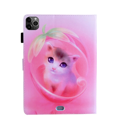For iPad Pro 11 (2020) & (2018) Painted Pattern Tablet PC Protective Leather Case with Bracket & Card Slot & Photo Holder(Pink Background Cat) - iPad Pro 11 (2018) Cases by buy2fix | Online Shopping UK | buy2fix