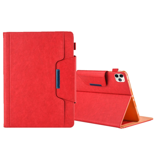 For iPad Pro 11 (2020) & (2018) Big Metal Button Business Tablet PC Protective Leather Case with Bracket & Card Slot & Photo Holder & Wallet(Red) - iPad Pro 11 (2018) Cases by buy2fix | Online Shopping UK | buy2fix