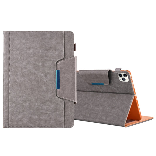 For iPad Pro 11 (2020) & (2018) Big Metal Button Business Tablet PC Protective Leather Case with Bracket & Card Slot & Photo Holder & Wallet(Gray) - iPad Pro 11 (2018) Cases by buy2fix | Online Shopping UK | buy2fix