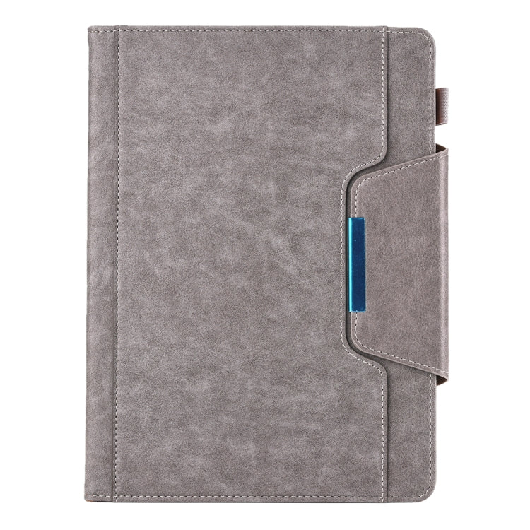 For iPad Pro 11 (2020) & (2018) Big Metal Button Business Tablet PC Protective Leather Case with Bracket & Card Slot & Photo Holder & Wallet(Gray) - iPad Pro 11 (2018) Cases by buy2fix | Online Shopping UK | buy2fix