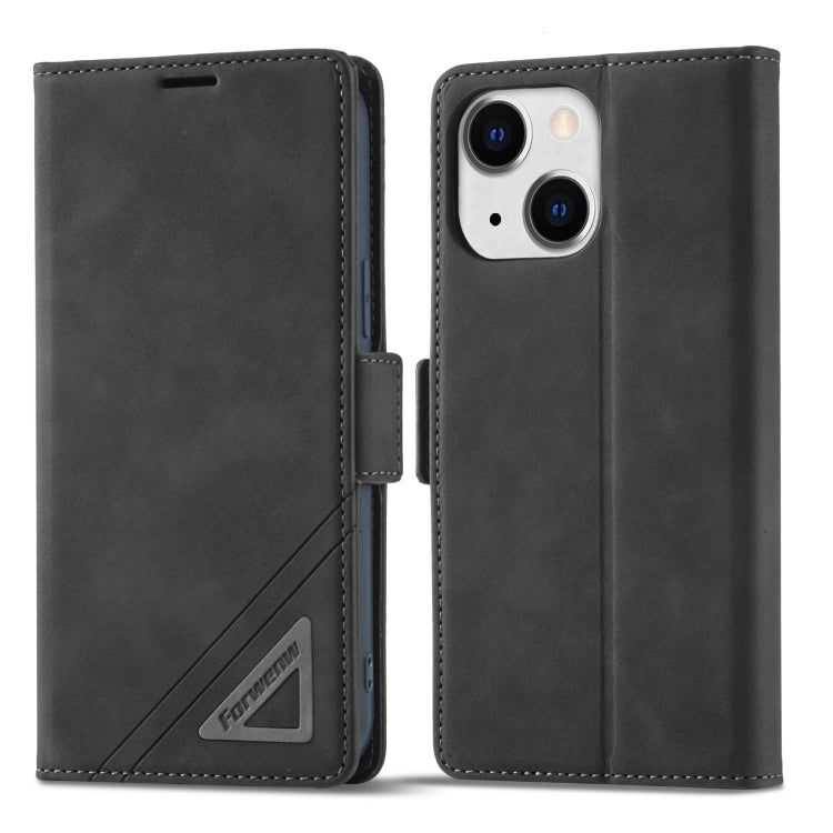 For iPhone 14 Forwenw Dual-side Buckle Leather Phone Case (Black) - iPhone 14 Cases by Forwenw | Online Shopping UK | buy2fix