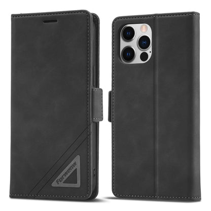 For iPhone 12 / 12 Pro Forwenw Dual-side Buckle Leather Phone Case(Black) - iPhone 12 / 12 Pro Cases by Forwenw | Online Shopping UK | buy2fix