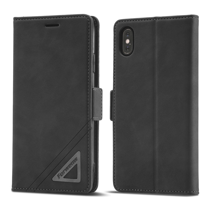 For iPhone X / XS Forwenw Dual-side Buckle Leather Phone Case(Black) - More iPhone Cases by Forwenw | Online Shopping UK | buy2fix