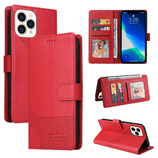 For iPhone 13 Pro GQUTROBE Skin Feel Magnetic Leather Phone Case (Red) - iPhone 13 Pro Cases by GQUTROBE | Online Shopping UK | buy2fix