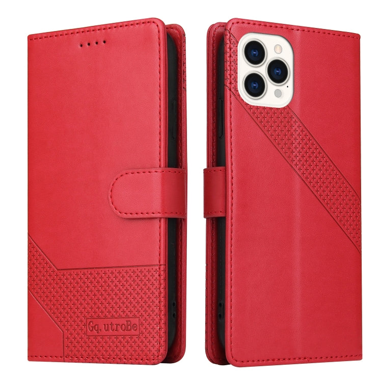 For iPhone 13 Pro GQUTROBE Skin Feel Magnetic Leather Phone Case (Red) - iPhone 13 Pro Cases by GQUTROBE | Online Shopping UK | buy2fix