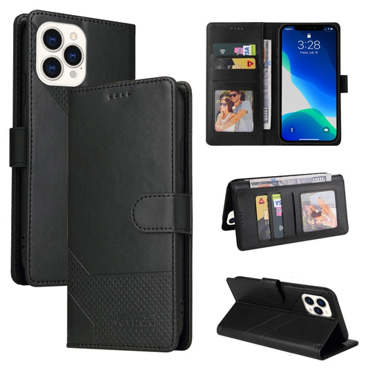 For iPhone 13 Pro GQUTROBE Skin Feel Magnetic Leather Phone Case (Black) - iPhone 13 Pro Cases by GQUTROBE | Online Shopping UK | buy2fix