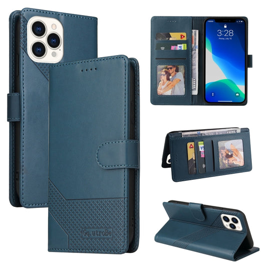 For iPhone 13 Pro GQUTROBE Skin Feel Magnetic Leather Phone Case (Blue) - iPhone 13 Pro Cases by GQUTROBE | Online Shopping UK | buy2fix