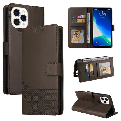 For iPhone 13 Pro GQUTROBE Skin Feel Magnetic Leather Phone Case (Brown) - iPhone 13 Pro Cases by GQUTROBE | Online Shopping UK | buy2fix