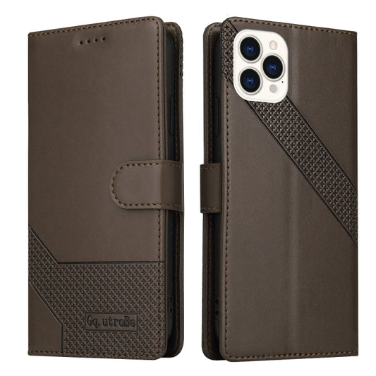 For iPhone 13 Pro GQUTROBE Skin Feel Magnetic Leather Phone Case (Brown) - iPhone 13 Pro Cases by GQUTROBE | Online Shopping UK | buy2fix